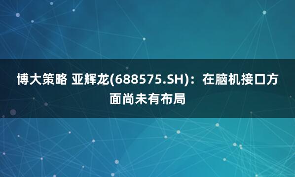 博大策略 亚辉龙(688575.SH)：在脑机接口方面尚未有布局